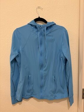 Light Blue Women's Hooded Zip-Up Jacket